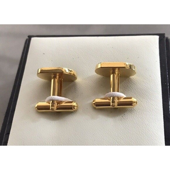 Stafford Cuff Links Black Stone and Rhinestone Gold Tone Vintage - Picture 3 of 3